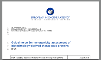 EMA Guideline on immunogenicity assessment of biotechnology-derived therapeutic proteins, December 2007