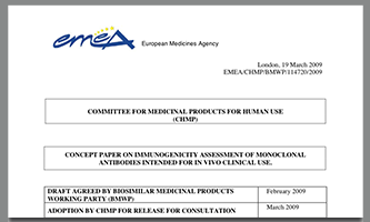 EMA Concept paper on immunogenicity assessment of monoclonal antibodies intended for in vivo clinical use, June 2009