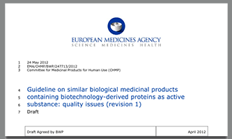 EMA Guideline on similar biological medicinal products containing biotechnology-derived proteins as active substance, November 2012