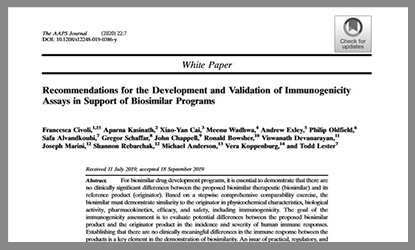Recommendations for the Development and Validation of Immunogenicity Assays in Support of Biosimilar Programs