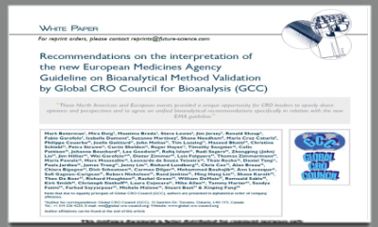 Recommendations on the Interpretation of the New European Medicines Agency Guideline on Bioanalytical Method Validation by Global CRO Council for Bioanalysis (GCC)