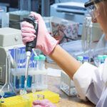 scientist filling test tubes