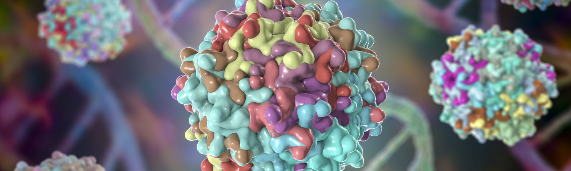 Adeno-associated viruses, 3D illustration