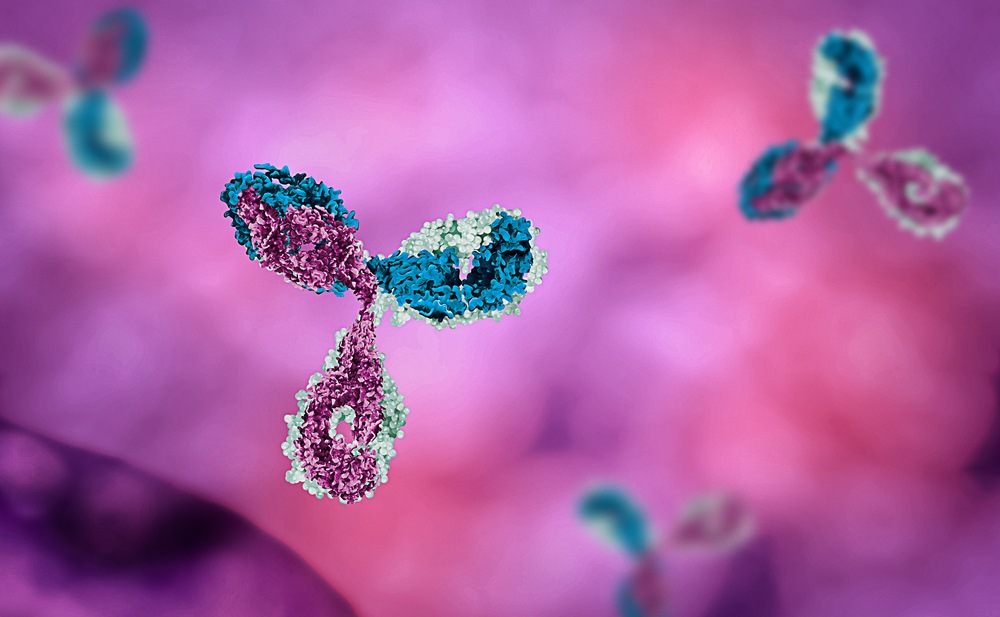 antibody in pink and red background